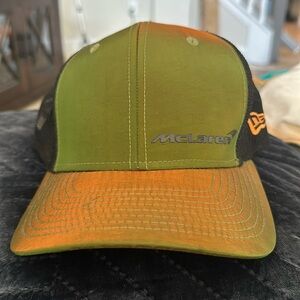 McLaren iridescent green/orange hat (changes colors based on angles)